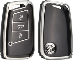 Autosleutel hoesje - Geschikt voor Volkswagen - TPU Sleutelhoesje - Sleutelcover - Autosleutelhoes, VW,Seat,Skoda,Cupra-zwart D3 - Volkswagen Up, Volkswagen Polo, Volkswagen Golf, Volkswagen Touran, Volkswagen Caddy, Volkswagen Transporter, Volkswage