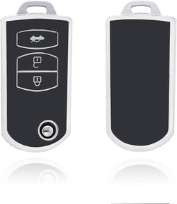 Autosleutel hoesje - TPU Sleutelhoesje - Sleutelcover - Autosleutelhoes - Geschikt voor Mazda -zw- C3 - Mazda 6, Mazda 3, Mazda 2, Mazda MX-5, Mazda CX-30, Mazda MX-30, Mazda CX-5, Mazda CX-60 - Auto Sleutel Accessoires gadgets - Kado Cadeau man - v
