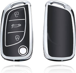 Autosleutel hoesje - TPU Sleutelhoesje - Sleutelcover - Autosleutelhoes - Geschikt voor Citroën - zwart - C3 - Citroën C2, Citroën C3, Citroën C3 Aircross SUV, Citroën C4, Citroën C4, Citroën E-C4 X, Citroën C5, Citroën C5 X, Citroën C5 Aircross, Cit