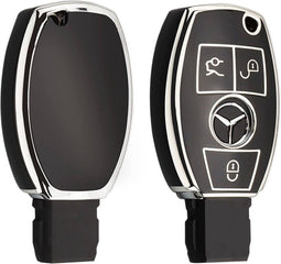Autosleutel hoesje - TPU Sleutelhoesje - Sleutelcover - Autosleutelhoes - Geschikt voor Mercedes- zwart - A3 - Mercedes-Benz A-Klasse, Mercedes-Benz B-Klasse, Mercedes-Benz C-Klasse, Mercedes-Benz CL-Klasse, Mercedes-Benz CLK-Klasse, Mercedes-Benz M-
