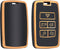 Autosleutel hoesje - TPU Sleutelhoesje - Sleutelcover - Autosleutelhoes - Geschikt voor Jaguar -zw-goud- B5 - Jaguar XE, Jaguar XF, Jaguar XJ, Jaguar F-Pace, Jaguar F-Type - Auto Sleutel Accessoires gadgets - Kado Cadeau man - vrouw