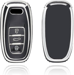 Autosleutel hoesje - TPU Sleutelhoesje - Sleutelcover - Autosleutelhoes - Geschikt voor Audi - zwart - A3 - Audi A1, Audi A2, Audi A3, Audi A4, Audi A5, Audi A6, Audi A7, Audi A8, Audi S1, Audi S3, Audi S4, Audi S5, Audi S6, Audi S7, Audi S8, Audi RS