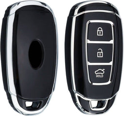 Autosleutel hoesje - TPU Sleutelhoesje - Sleutelcover - Autosleutelhoes - Geschikt voor Hyundai - zwart - D3 - Hyundai i20, Hyundai i30, Hyundai ix20, Hyundai ix35, Hyundai Bayon, Hyundai ionic electric, Hyundai Kona, Hyundai Kona Electric, Hyundai S