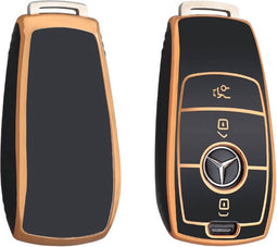 Autosleutel hoesje - TPU Sleutelhoesje - Sleutelcover - Autosleutelhoes - Geschikt voor Mercedes -zw-goud-B3 - Mercedes-Benz A-Klasse, Mercedes-Benz B-Klasse, Mercedes-Benz C-Klasse, Mercedes-Benz CL-Klasse, Mercedes-Benz CLK-Klasse, Mercedes-Benz M-