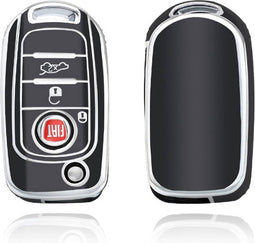 Autosleutel hoesje - TPU Sleutelhoesje - Sleutelcover - Autosleutelhoes - Geschikt voor Fiat - zwart - B3 - Fiat 500, Fiat 500L, Fiat 500X, Fiat 500, Fiat Tipo, Fiat Punto, Fiat Egea, Fiat Doblo, Fiat Scudo, Fiat Ducato, Fiat Panda, Abarth - Auto Sl