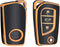 Autosleutel hoesje - TPU Sleutelhoesje - Sleutelcover - Autosleutelhoes - Geschikt voor Toyota -zw-goud- C3 - Toyota C-HR, Toyota Corolla, Toyota Rav, Toyota Rav4, Toyota Yaris, Toyota Aygo, Toyota Camry, Toyota Land Cruiser, Toyota Proace, Toyota Pr