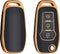 Autosleutel hoesje - TPU Sleutelhoesje - Sleutelcover - Autosleutelhoes - Geschikt voor Ford -zw-goud- F3 - Ford Fiesta, Ford Puma, Ford Focus, Ford Kuga, Ford Mustang, Ford Mustang Mach e, Ford Explorer, Ford E-Tourneo, Ford Transit, Ford Transit Co