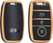 Autosleutel hoesje - TPU Sleutelhoesje - Sleutelcover - Autosleutelhoes - Geschikt voor Kia -zw-goud- A3 - Kia Picanto, Kia Rio, Kia Stonic, Kia Ceed, Kia E-Soul, Kia Xceed, Kia Proceed, Kia Niro, Kia Sportage, Kia Sorento - Auto Sleutel Accessoires