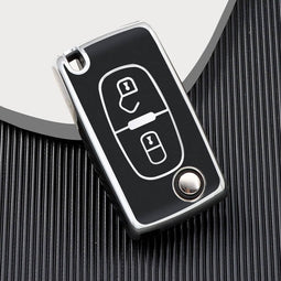 Autosleutel hoesje - TPU Sleutelhoesje - Sleutelcover - Autosleutelhoes - Geschikt voor Citroën - zwart - D2 - Citroën C2, Citroën C3, Citroën C3 Aircross SUV, Citroën C4, Citroën C4, Citroën E-C4 X, Citroën C5, Citroën C5 X, Citroën C5 Aircross, Cit