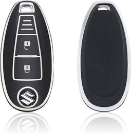 Autosleutel hoesje - TPU Sleutelhoesje - Sleutelcover - Autosleutelhoes - Geschikt voor Suzuki- zwart - A3a - Suzuki Swift, Suzuki Ignis, Suzuki Swace, Suzuki Vitara, Suzuki S cross, Suzuki Across, Suzuki Jimny - Auto Sleutel Accessoires gadgets - K