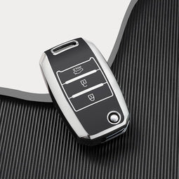 Autosleutel hoesje - TPU Sleutelhoesje - Sleutelcover - Autosleutelhoes - Geschikt voor Kia -zwart- B3 - Kia Picanto, Kia Rio, Kia Stonic, Kia Ceed, Kia E-Soul, Kia Xceed, Kia Proceed, Kia Niro, Kia Sportage, Kia Sorento - Auto Sleutel Accessoires g
