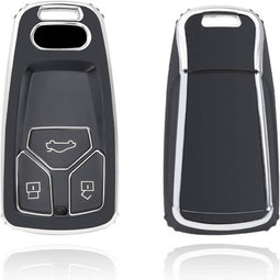 Autosleutel hoesje - TPU Sleutelhoesje - Sleutelcover - Autosleutelhoes - Geschikt voor Audi - zwart - B3 - Audi A1, Audi A2, Audi A3, Audi A4, Audi A5, Audi A6, Audi A7, Audi A8, Audi S1, Audi S3, Audi S4, Audi S5, Audi S6, Audi S7, Audi S8, Audi RS