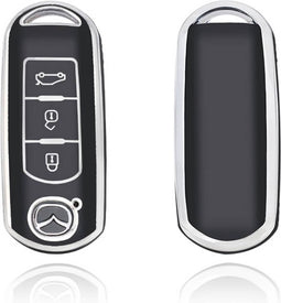 Autosleutel hoesje - TPU Sleutelhoesje - Sleutelcover - Autosleutelhoes - Geschikt voor Mazda -zwart- A3 - Mazda 6, Mazda 3, Mazda 2, Mazda MX-5, Mazda CX-30, Mazda MX-30, Mazda CX-5, Mazda CX-60 - Auto Sleutel Accessoires gadgets - Kado Cadeau man