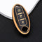 Autosleutel hoesje - TPU Sleutelhoesje - Sleutelcover - Autosleutelhoes - Geschikt voor Nissan -zw-goud - A3C - Nissan Micra, Nissan Pulsar, Nissan Murano, Nissan Juke, Nissan Qashqai, Nissan Ariya, Nissan Leaf, Nissan Xtrail, Nissan Primastar, Nissa