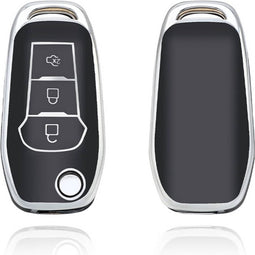 Autosleutel hoesje - TPU Sleutelhoesje - Sleutelcover - Autosleutelhoes - Geschikt voor Ford -zwart- F3 - Ford Fiesta, Ford Puma, Ford Focus, Ford Kuga, Ford Mustang, Ford Mustang Mach e, Ford Explorer, Ford E-Tourneo, Ford Transit, Ford Transit Cour