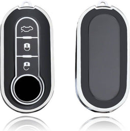 Autosleutel hoesje - TPU Sleutelhoesje - Sleutelcover - Autosleutelhoes - Geschikt voor Fiat 500 - zwart - A3 - Fiat 500, Fiat 500L, Fiat 500X, Fiat 500, Fiat Tipo, Fiat Punto, Fiat Egea, Fiat Doblo, Fiat Scudo, Fiat Ducato, Fiat Panda, Abarth - Aut