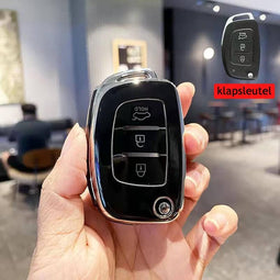 Autosleutel hoesje - TPU Sleutelhoesje - Sleutelcover - Autosleutelhoes - Geschikt voor Hyundai - zwart - B3 - Hyundai i10, Hyundai i20, Hyundai i30, Hyundai ix20, Hyundai ix35 - Auto Sleutel Accessoires gadgets - Kado Cadeau man - vrouw