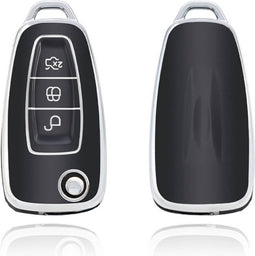Autosleutel hoesje - TPU Sleutelhoesje - Sleutelcover - Autosleutelhoes - Geschikt voor Ford -zwart- E3 - Ford Fiesta, Ford Puma, Ford Focus, Ford Kuga, Ford Mustang, Ford Mustang Mach e, Ford Explorer, Ford E-Tourneo, Ford Transit, Ford Transit Cour