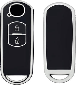 Autosleutel hoesje - TPU Sleutelhoesje - Sleutelcover - Autosleutelhoes - Geschikt voor Mazda - zwart - A2 - Mazda 6, Mazda 3, Mazda 2, Mazda MX-5, Mazda CX-30, Mazda MX-30, Mazda CX-5, Mazda CX-60 - Auto Sleutel Accessoires gadgets - Kado - Cadeau