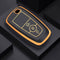 Autosleutel hoesje - TPU Sleutelhoesje - Sleutelcover - Autosleutelhoes - Geschikt voor Ford -zw-goud- B3 - Ford Fiesta, Ford Puma, Ford Focus, Ford Kuga, Ford Mustang, Ford Mustang Mach e, Ford Explorer, Ford E-Tourneo, Ford Transit, Ford Transit Co