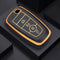 Autosleutel hoesje - TPU Sleutelhoesje - Sleutelcover - Autosleutelhoes - Geschikt voor Ford -zw-goud- B4 - Ford Fiesta, Ford Puma, Ford Focus, Ford Kuga, Ford Mustang, Ford Mustang Mach e, Ford Explorer, Ford E-Tourneo, Ford Transit, Ford Transit Co