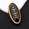 Autosleutel hoesje - TPU Sleutelhoesje - Sleutelcover - Autosleutelhoes - Geschikt voor Nissan -zw-goud- A3B - Nissan Micra, Nissan Pulsar, Nissan Murano, Nissan Juke, Nissan Qashqai, Nissan Ariya, Nissan Leaf, Nissan Xtrail, Nissan Primastar, Nissan
