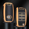 Autosleutel hoesje - TPU Sleutelhoesje - Sleutelcover - Autosleutelhoes - Geschikt voor Kia -zw-goud- B3 - Kia Picanto, Kia Rio, Kia Stonic, Kia Ceed, Kia E-Soul, Kia Xceed, Kia Proceed, Kia Niro, Kia Sportage, Kia Sorento - Auto Sleutel Accessoires