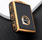 Autosleutel hoesje - TPU Sleutelhoesje - Sleutelcover - Autosleutelhoes - Geschikt voor Volvo - zwart-goud - A - Volvo S60, Volvo S90, Volvo V70, Volvo V90, Volvo XC40, Volvo XC60, Volvo XC90 - Auto Sleutel Accessoires gadgets - Kado Cadeau man - vr