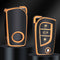 Autosleutel hoesje - TPU Sleutelhoesje - Sleutelcover - Autosleutelhoes - Geschikt voor Toyota -zw-goud- C3 - Toyota C-HR, Toyota Corolla, Toyota Rav, Toyota Rav4, Toyota Yaris, Toyota Aygo, Toyota Camry, Toyota Land Cruiser, Toyota Proace, Toyota Pr