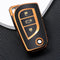Autosleutel hoesje - TPU Sleutelhoesje - Sleutelcover - Autosleutelhoes - Geschikt voor Toyota -zw-goud- C3 - Toyota C-HR, Toyota Corolla, Toyota Rav, Toyota Rav4, Toyota Yaris, Toyota Aygo, Toyota Camry, Toyota Land Cruiser, Toyota Proace, Toyota Pr