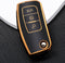 Autosleutel hoesje - TPU Sleutelhoesje - Sleutelcover - Autosleutelhoes - Geschikt voor Ford -zw-goud- G3 - Ford Fiesta, Ford Puma, Ford Focus, Ford Kuga, Ford Mustang, Ford Mustang Mach e, Ford Explorer, Ford E-Tourneo, Ford Transit, Ford Transit Co
