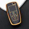 Autosleutel hoesje - TPU Sleutelhoesje - Sleutelcover - Autosleutelhoes - Geschikt voor Ford -zw-goud- B3 - Ford Fiesta, Ford Puma, Ford Focus, Ford Kuga, Ford Mustang, Ford Mustang Mach e, Ford Explorer, Ford E-Tourneo, Ford Transit, Ford Transit Co
