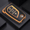 Autosleutel hoesje - TPU Sleutelhoesje - Sleutelcover - Autosleutelhoes - Geschikt voor Toyota -zw-goud- C3 - Toyota C-HR, Toyota Corolla, Toyota Rav, Toyota Rav4, Toyota Yaris, Toyota Aygo, Toyota Camry, Toyota Land Cruiser, Toyota Proace, Toyota Pr