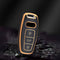Autosleutel hoesje - TPU Sleutelhoesje - Sleutelcover - Autosleutelhoes - Geschikt voor Audi - zwart-goud - D3 - Audi A6, Audi A7, Audi A8, Audi S5, Audi S6, Audi S7, Audi S8, Audi RS6, Audi RS7, Audi Q7, Audi Q8, Audi SQ7, Audi SQ8 - Auto Sleutel A