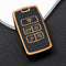 Autosleutel hoesje - TPU Sleutelhoesje - Sleutelcover - Autosleutelhoes - Geschikt voor Jaguar -zw-goud- B5 - Jaguar XE, Jaguar XF, Jaguar XJ, Jaguar F-Pace, Jaguar F-Type - Auto Sleutel Accessoires gadgets - Kado Cadeau man - vrouw
