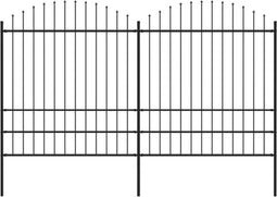 vidaXL - Tuinhek - met - speren - bovenkant - (1,75-2)x3,4 - m - staal - zwart