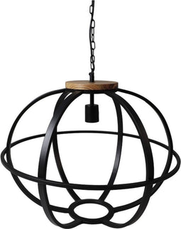 HSM Collection Hanglamp Michigan - ø58x45 - Zwart - Ijzer/hout