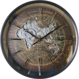 Wereld klok Niels - radarklok - wandklok zwart - wandklok 60cm