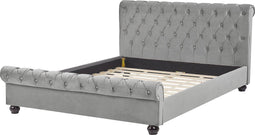 AVALLON - Tweepersoonsbed - Grijs - 160 x 200 cm - Fluweel