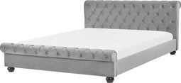 AVALLON - Tweepersoonsbed - Grijs - 180 x 200 cm - Fluweel