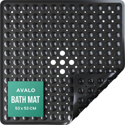 Avalo Badmat / Antislipmat Douche - 53x53CM - Zwart - Met Zuignappen - Douchemat Antislip voor Douche - Badkamermat