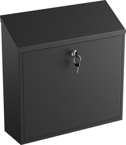 Avalo Brievenbus Zwart RVS - Wandbrievenbus - Incl. Montagemateriaal & 2 Sleutels