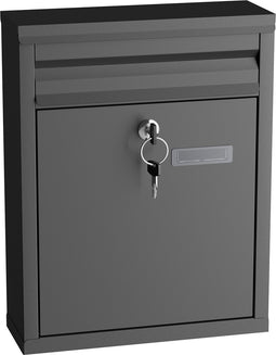 Avalo Brievenbus Zwart RVS - Wandbrievenbus - Incl. Montagemateriaal & 2 Sleutels