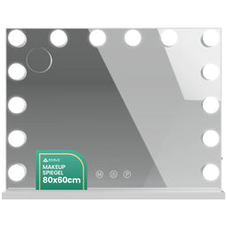 Avalo - Make Up Spiegel Met Verlichting - 80x60 CM - Hollywood Spiegel - Spiegel Met Verlichting - Make Up Spiegel - 3 Dimbare Lichtstanden - 10x Vergroting - Ingebouwde USB Lader