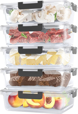 Avalo Vershoudbakjes Glas - Meal Prep Bakjes - Diepvriesbakjes - Met Deksel - 5 Delig 1060ml