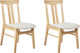 AVALON - Eetkamerstoel set van 2 - Beige - Licht hout/Stof