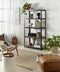 Avasco Stellingkast Maxi - stellingrek - houtlook - zwart metalen frame - 176x90x45 - 5 planken