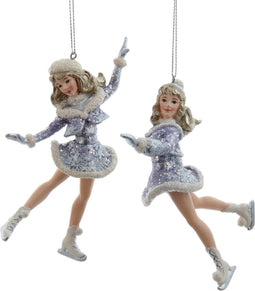 Ornament plastic schaatsende vrouw l11cm