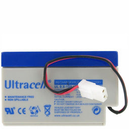 UL0.8-12 Ultracell loodbatterij 12 Volt 0.8Ah met kabel en AMP-connector (vergelijk de connector met
