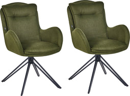 AVELAR - Eetkamerstoel set van 2 - Donkergroen - Stof